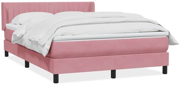 vidaXL Boxspringbett mit Matratze Rosa 140x220 cm Samt 3318326