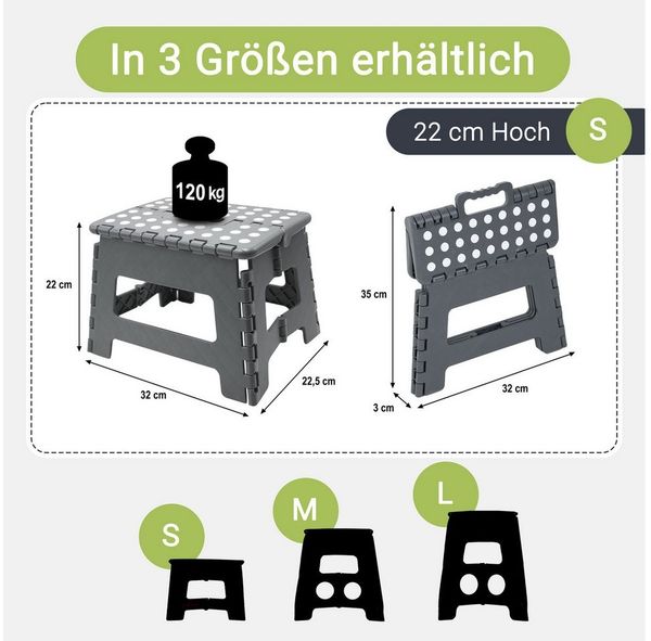 ZOLLNER Tritthocker, 100% Kunststoff, bis ca. 120 kg belastbar, Antirutschnoppen
