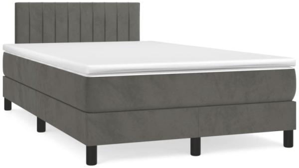 vidaXL Boxspringbett mit Matratze und LED-Beleuchtung, Samt dunkelgrau, 120 x 190 cm