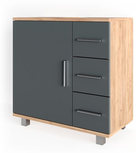 Vicco 'Ilias' Waschbeckenunterschrank, Spanplatte, 60,8 x 60 x 33 cm, Anthrazit / Eiche