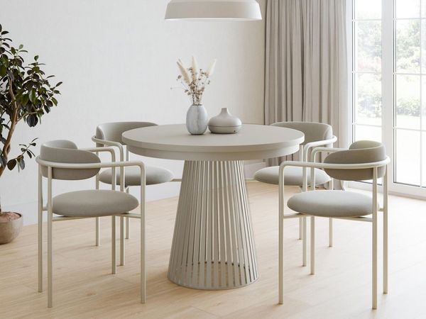 Compleo Esstisch rund Ausziehbar Ø: 120 cm oder Ø: 100 cm, Modern Esstisch mit Lamellen, DAST