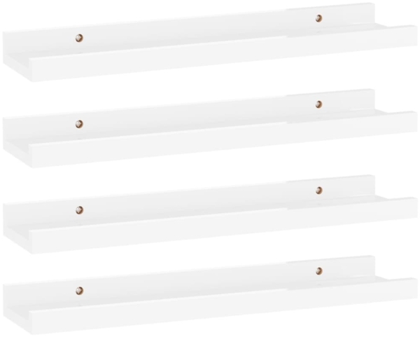 vidaXL Wandregale 4 Stk. Hochglanz-Weiß 40x9x3 cm 326653