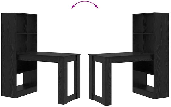 vidaXL Schreibtisch mit Regal Schwarz Eichen-Optik 122 x 67 x 145 cm 3337258 Bild 9