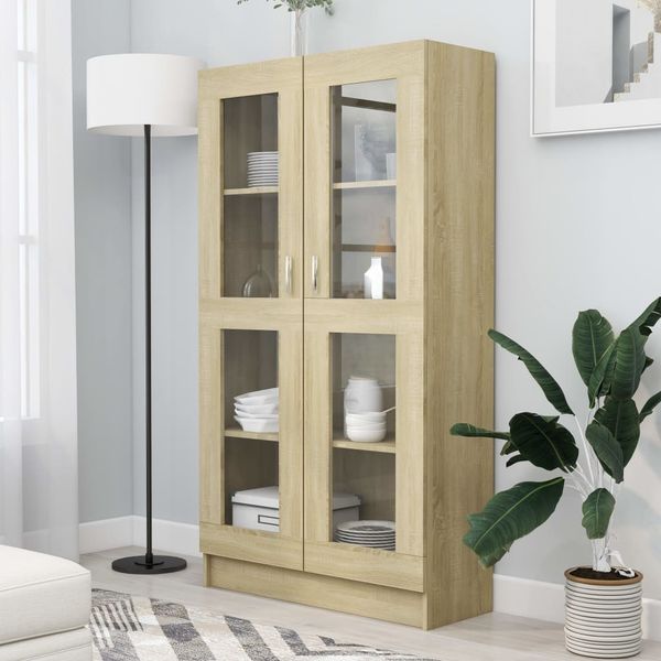 vidaXL Vitrinenschrank Sonoma-Eiche 82,5x30,5x150 cm Holzwerkstoff 802762