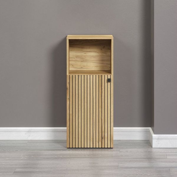 welltime Unterschrank Amrum (1-St) Breite 40cm, moderner Midischrank Eiche Rillenoptik Badschrank