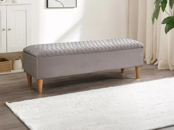 Vente-unique - DANIELE Sitzbank SamtStoff Beige - B 40 cm x H 44,5 cm x L 130 cm