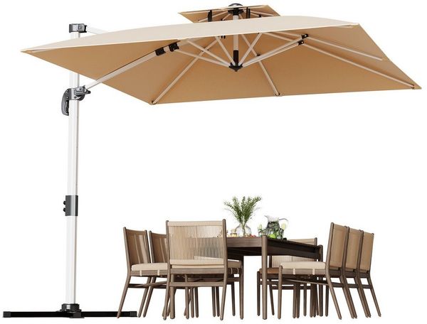 HOMALL Sonnenschirm 300x400 cm Ampelschirm mit Ständer, 360 Grad drehbar, UV-Schutz 50+, 300*400CM, φ330CM, 270*270CM, Gewicht 18-28KG, faltbar, geeignet für Garten, Terrasse, Schwimmbad