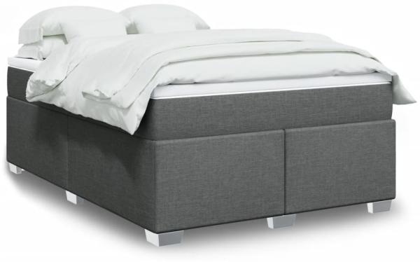 vidaXL Boxspringbett mit Matratze Dunkelgrau 140x190 cm Stoff 3285131