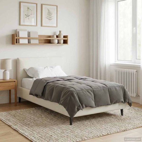 vidaXL Winterbettdecke Gepolstert Hellgrau 155 x 200 cm Mikrofaser 42026087