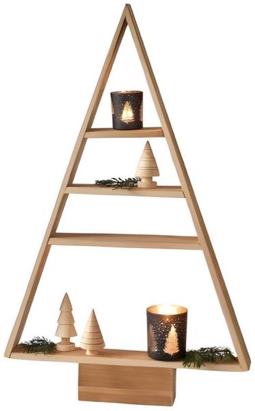 Dekoleidenschaft Standregal Dekotanne "Rustikal" aus recyceltem Holz, Pyramide mit 4 Ebenen, 78 cm, hoch, Regal für Wohnzimmer, Küche & Bad, Weihnachtsbaum Alternative