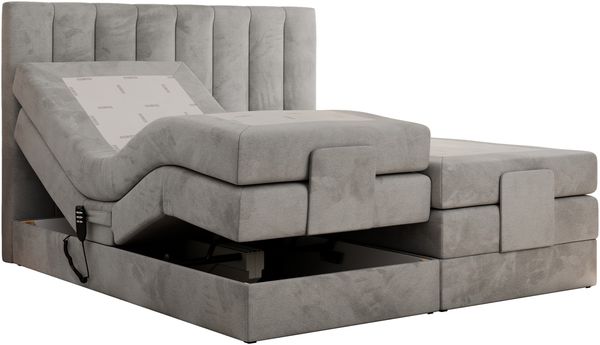 Boxspringbett mit elektrisch verstellbaren Matratzen, zwei Bettkästen und einem Topper - COMFORTO - 160 x 200 cm - Hellgrau Velvet - H4 Bild 4