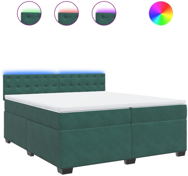 vidaXL Boxspringbett mit Matratze Dunkelgrün 200x200 cm Samt 3288717