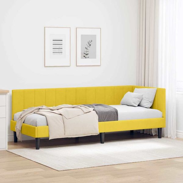 vidaXL Eckbettgestell mit Kopfteil Gelb 80 cm x 200 cm Samt 42016334