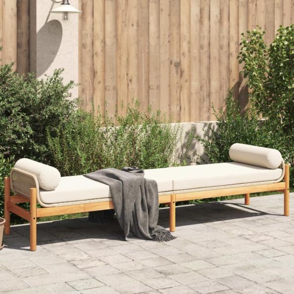 vidaXL Gartenbank mit Kissen Beige Poly Rattan Akazie 366301