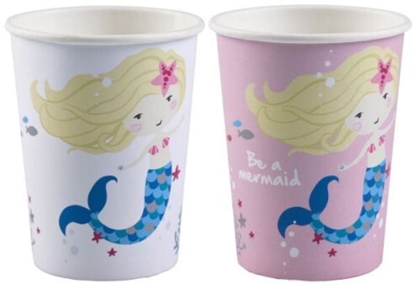 Amscan 8 Becher ''Be a Mermaid'', ca. 250 ml, sortiert