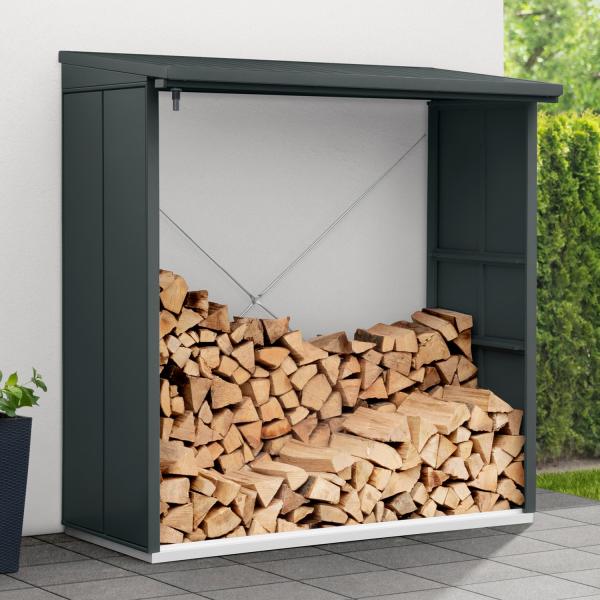 Hörmann Ecostar Metall Kaminholzregal Elegant Typ 2, 181 x 103 cm, anthrazit, 181 x 103 x 198 cm (T x B x H)