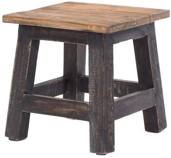 DESIGN DELIGHTS Hocker Fusshocker PALO, 27x26cm (HxB), rustikaler Holzhocker Massivhocker