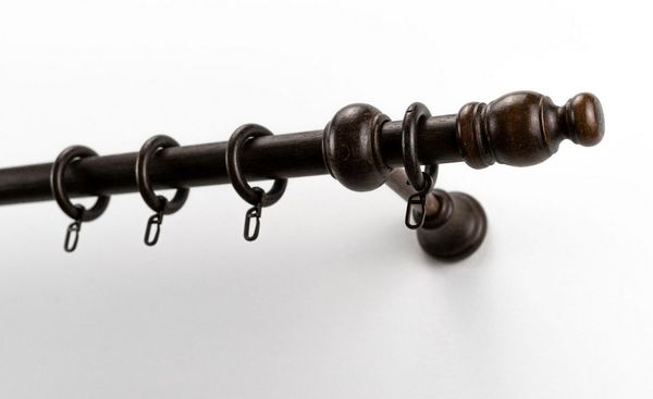GARESA Gardinenstange NOVA, Ø 28 mm, 1-läufig, Wunschmaßlänge, mit Bohren, verschraubt, Holzwerkstoff, Vorhanggarnitur Holz, verlängerbar, Wandmont, mit Ringe/2 Lauf Gleiter