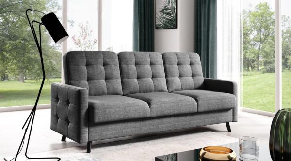 Sofa 3-Sitzer Schlafsofa Designersofa GARNET Stoff Luis Grafit