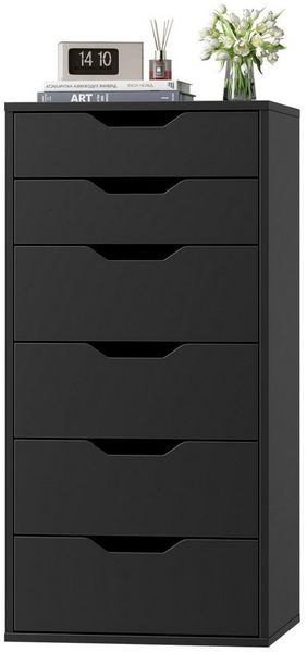 Homfa Kommode Schubladenschrank, Schubladenkommode, Aktenschrank, mit 6 Schubladen, 45x40x90,5 cm, Schwarz