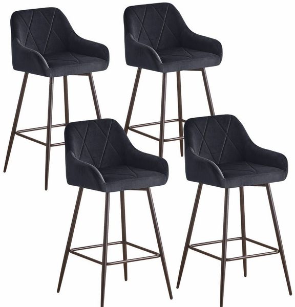JYMTOM Barhocker Barstuhl mit Armlehne Gepolsterter Tresenhocker Bistrohocker (4 St), Outdoor Diamant Design Hocker, Schwarz