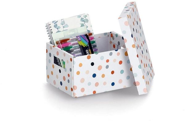 Zeller Present Aufbewahrungskorb Aufbewahrungsbox 'Dots', recycelter Karton, bunt, ca. 18 x 25 x 13 cm