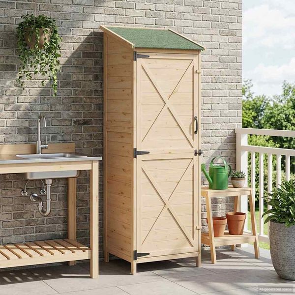 vidaXL Gartenschuppen Natur 59,5 x 56 x 176,5 cm Massivholz aus Fichte 42033476