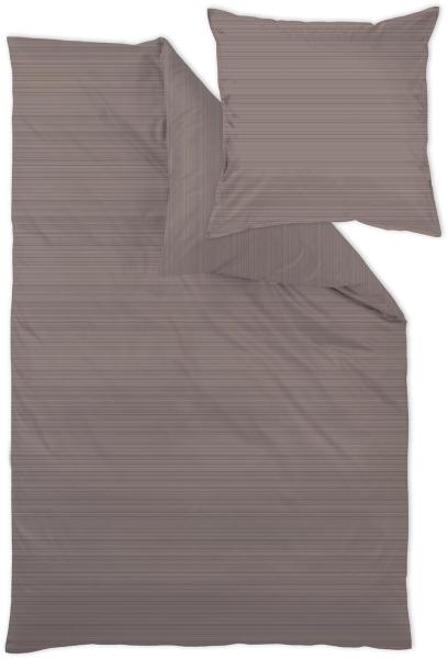 Bauer Bente - Mako-Brokat-Satin Bettwäsche, 200x200 + 2x80x80 cm,,0256 chocolate