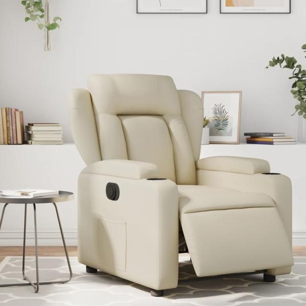 vidaXL Relaxsessel Elektrisch Creme Kunstleder 3204531