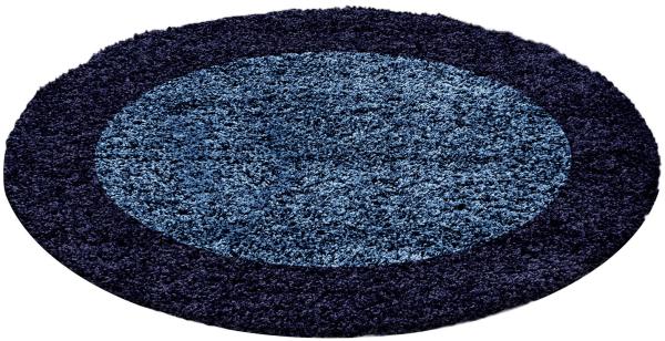 Hochflor Teppich Lux rund - 120 cm Durchmesser - Marineblau
