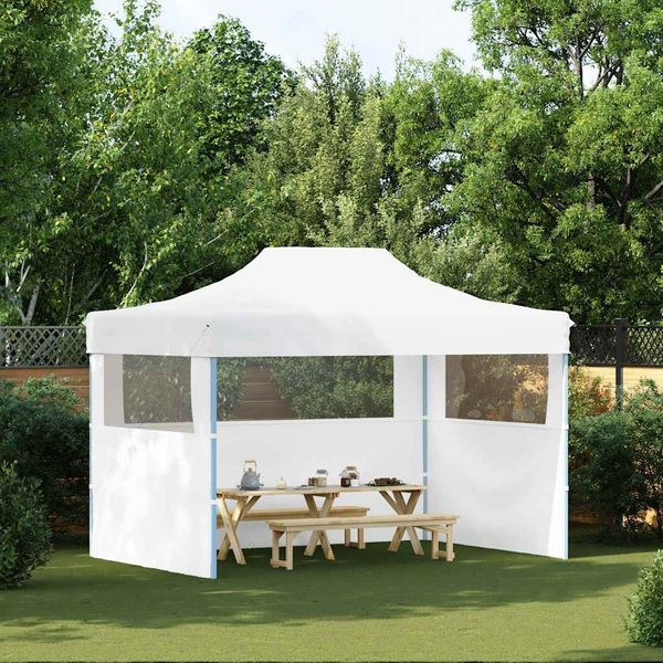 vidaXL Profi-Partyzelt Faltbar mit 3 Seitenwänden 280x410x315 cm Stahl Weiß 48899