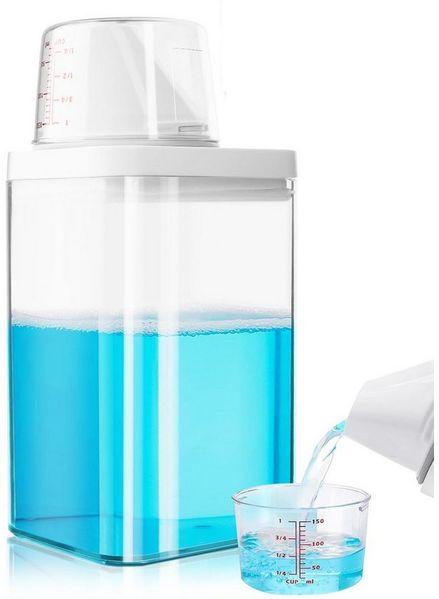 BlingBin Aufbewahrungsbox 1100 ML Luftdichter Waschmittelspender mit Messbecher, Waschmittelbox (1er Set, 1 St, Reinigungsmittelspender x1), Waschpulver-BehäLter Vorratsbehälter für Waschmittel Futterbehälter