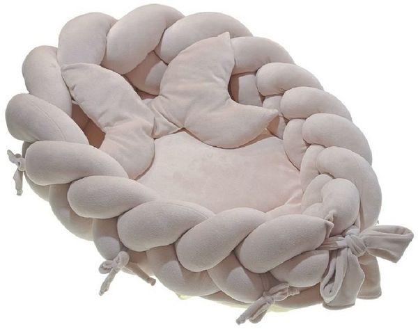 LuMali Kuschelnest 3in1 Babynest XXL Kokon Zopf Matte Kissen superweich wendbar doppelt, (3-teiliges Set: Zopf, Matte, Kissen), Neugeborene Baumwolle Velour antiallergisch wendbar Geschenk Geburt