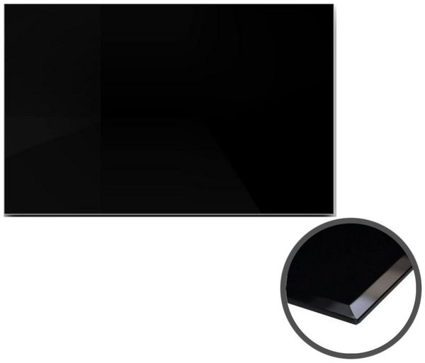 HOOZ Tischplatte aus Glas 100 x 50 x 0,6 cm oder als Funkenschutzplatte für den Kamin (schwarzes Glas, 1 St, ESG-Sicherheitsglas), mit hochwertigem Facettenschliff