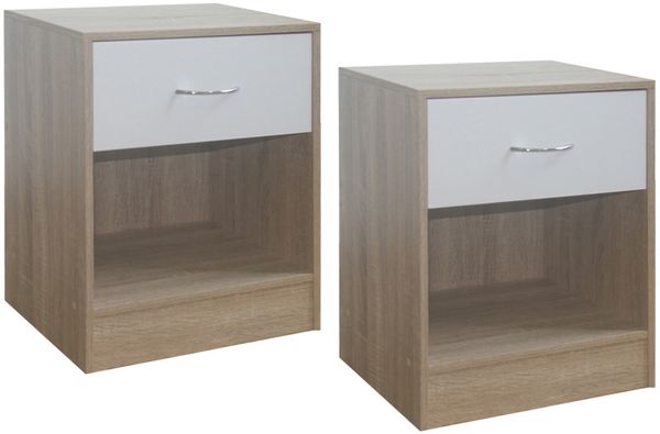 HTI-Living Nachtschrank Nachtschrank 2er Set Thekla Sonoma/Weiß (Set, 2-St, 2 Nachtschränke) Nachttisch Nachtkommode