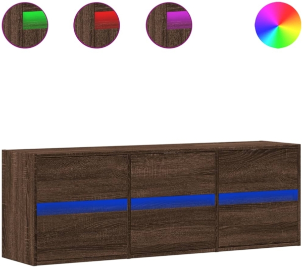 vidaXL TV-Wandschrank LED-Beleuchtung Braun Eichen-Optik 130x31x45 cm 852305