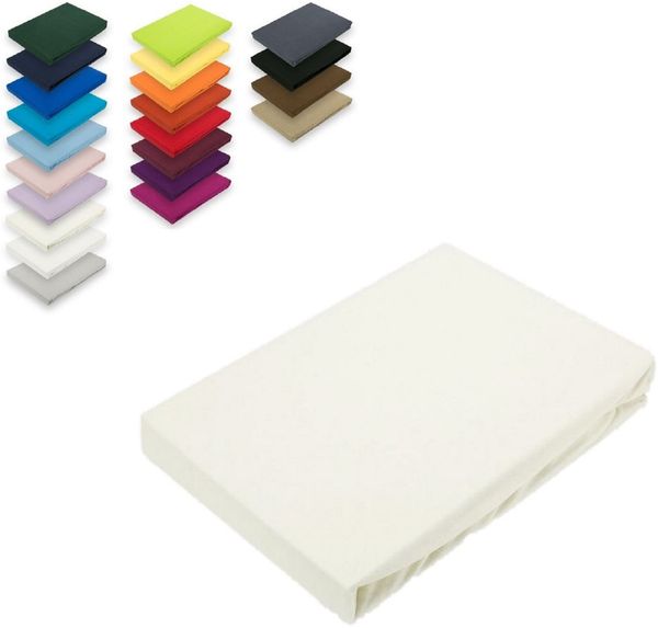 EXKLUSIV HEIMTEXTIL Jersey Spannbettlaken 120 x 200 cm Naturweiss 100% Baumwolle Öko - Tex Zertifiziert Bed-Sheet Bettlaken Spannbetttuch