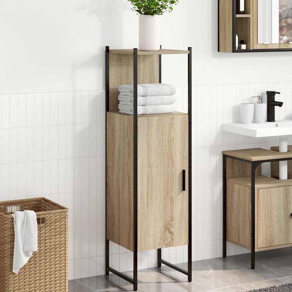 vidaXL Badezimmerschrank Beige 33 x 33 x 120,5 cm Holzwerkstoff 868043