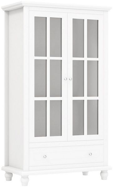 COSTWAY Bücherregal, mit Türen aus Glas, verstellbarem Regal & Schublade