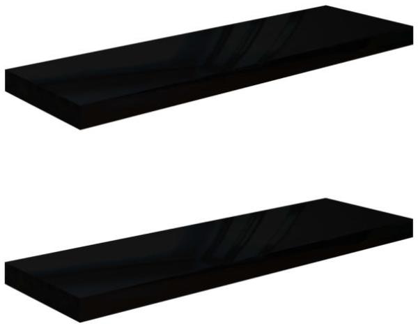 vidaXL Schweberegale 2 Stk. Hochglanz-Schwarz 80x23,5x3,8 cm MDF 323773