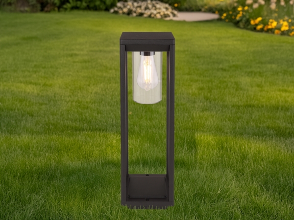 Moderne LED Wegeleuchte Laterne aus Druckguss Aluminium in Schwarz, H: 50cm