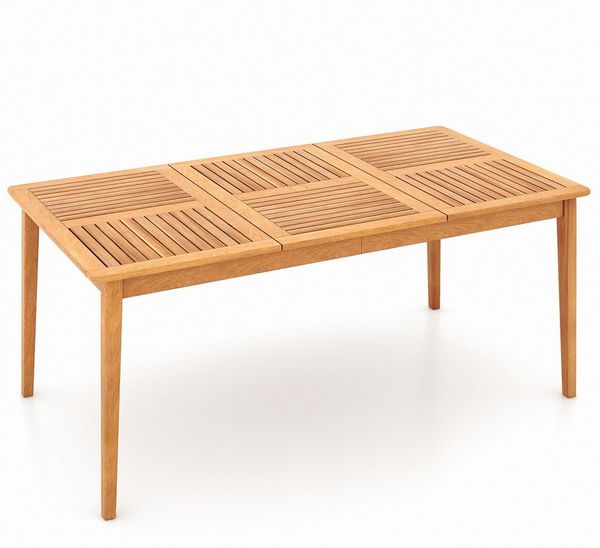 COSTWAY Gartentisch, mit Schirmloch, Akazienholz, 170x90cm, 6 Personen rechteckig