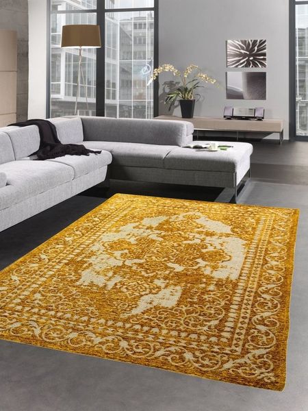 Carpetia Teppich Moderner & Klassischer Teppich Orientteppich Wohnzimmer in Gold Silber, rechteckig, Höhe: 9 mm