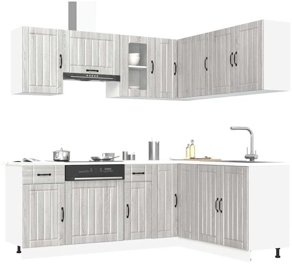 vidaXL 11-tlg. Küchenschrank-Set Kalmar Grau Sonoma Holzwerkstoff 3314947