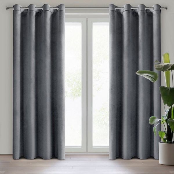Eurofirany Vorhang Elegante Samtvorhänge 2er SET Ösen Blickdicht 140x250 cm, Prachtvoll und klassisch