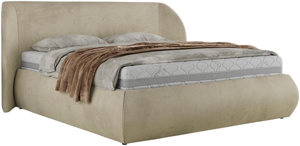 Polsterbett mit Lattenrost, Doppelbett Bettkasten, Bettgestell mit Gasdruckfeder - CAELA CLASSIC - 160 x 200 cm - Beige Velvet Bild 5