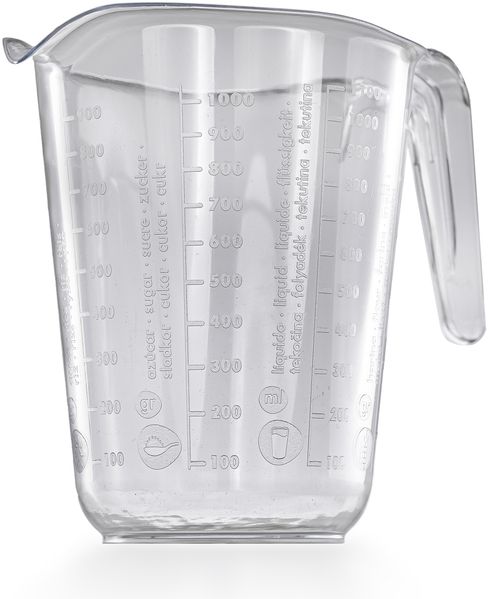 Messbecher 1l Kunststoff Transparent Messkanne Füllvolumen 1 Liter Literbecher