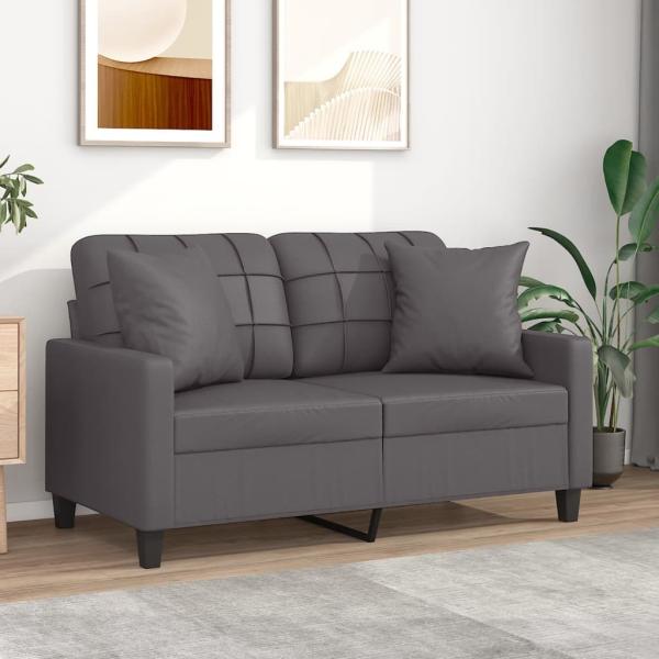 vidaXL 2-Sitzer-Sofa mit Zierkissen Grau 120 cm Kunstleder 3200800