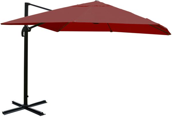 Gastronomie-Ampelschirm HWC-A96, Sonnenschirm 3x3m (Ø4,24m) Polyester Alu/Stahl 23kg ~ bordeaux ohne Ständer, drehbar Bild 7