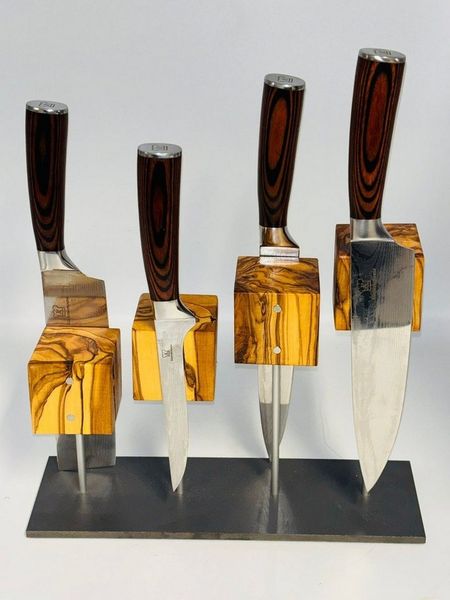 Olivenholz-erleben Magnet-Messerblock Berlin aus Olivenholz – Messerhalter mit Neodym-Magnet, max. 8 Messer (1tlg), Jeder Olivenholz-Würfel ein Unikat mit einzigartiger Maserung